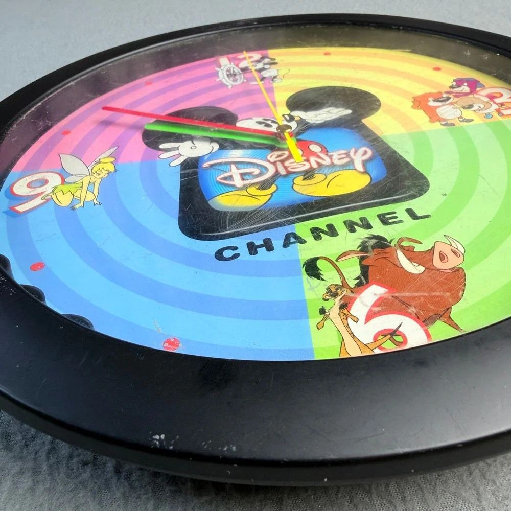 Disney Channel Vintage Wall Clock Mickey Mouse PB&J Otter Tinker Bell 10.5 Inch